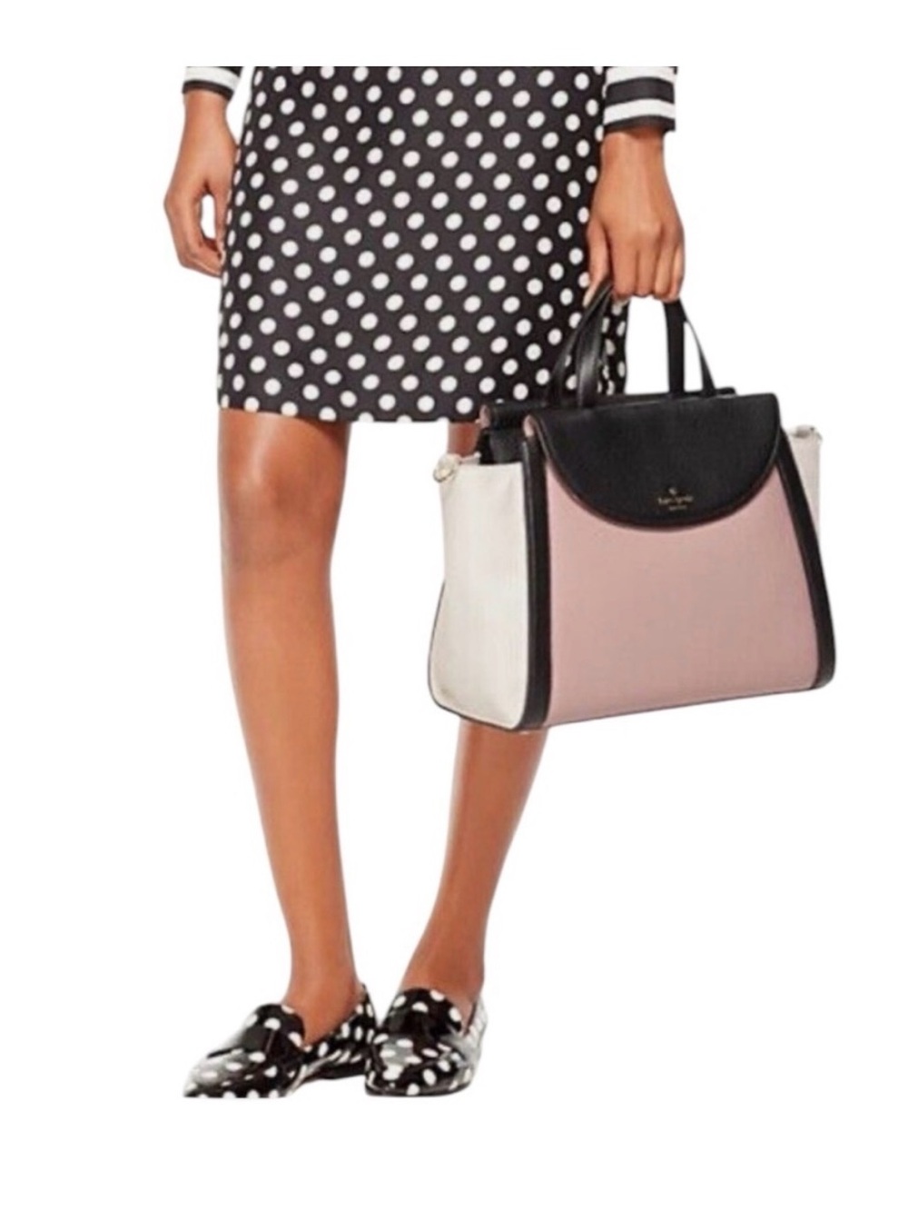 Kate Spade Pink,black & Cream Leather Satchel